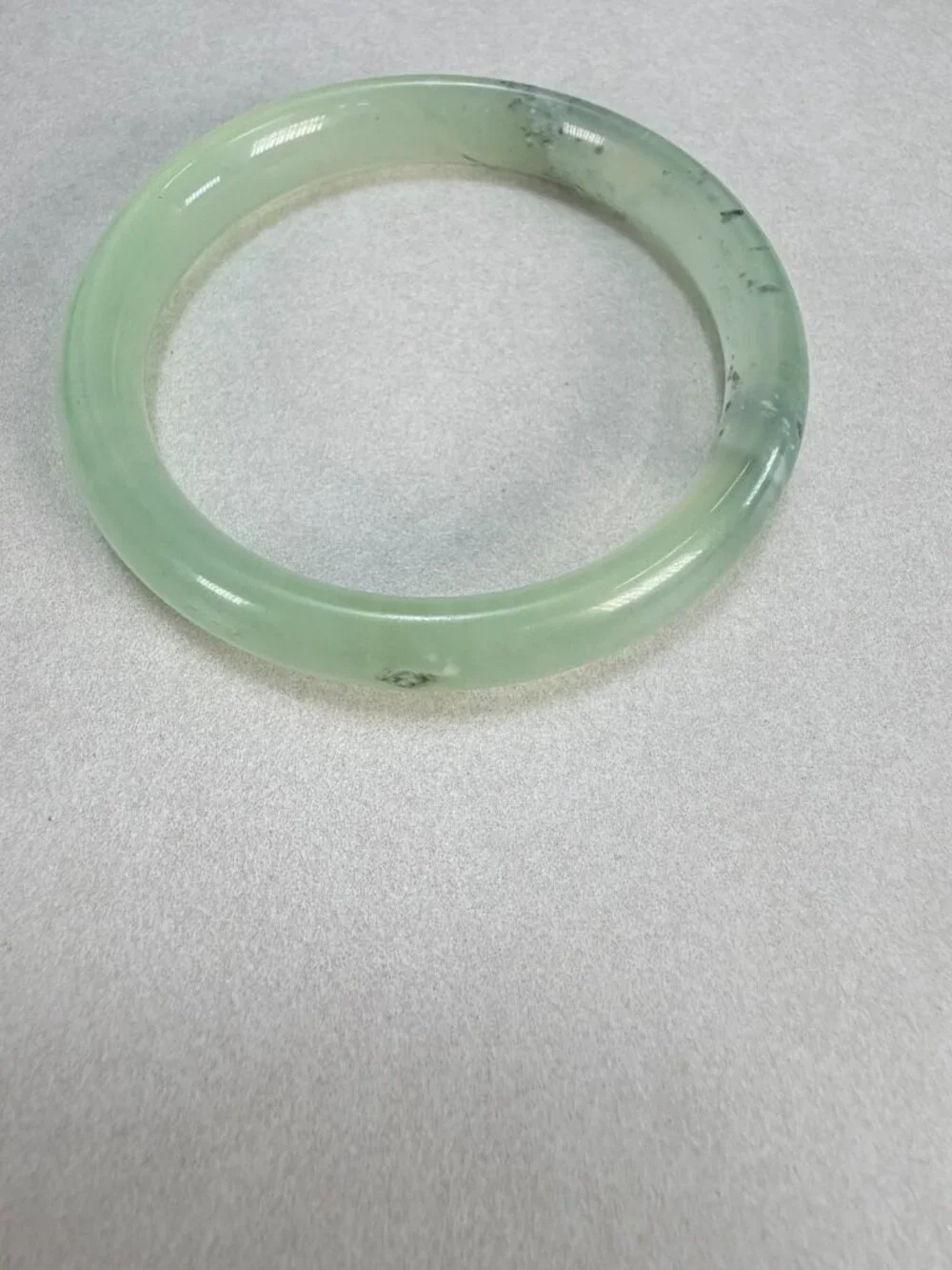 Natural Light Green Jade Jadeite Bangle Bracelet Round Polished Vintage 7.5